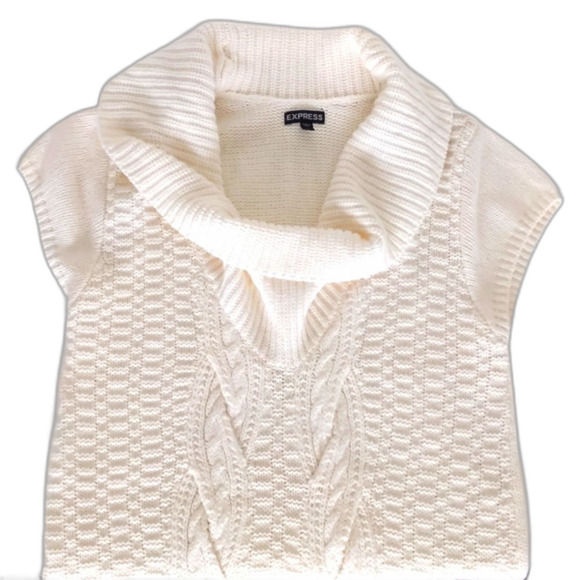 Express Dresses & Skirts - Women's Express Winter Cable Knit Sweater Dress Cowl Neck Cream Size Small